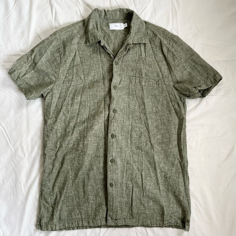 Onia Olive Green Casual Button Down Shirt Short Sleeve